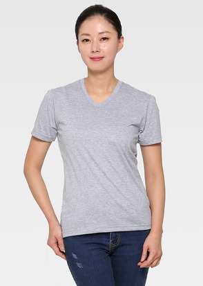 30수 브이넥 멜란지 반팔 티셔츠(남여공용)